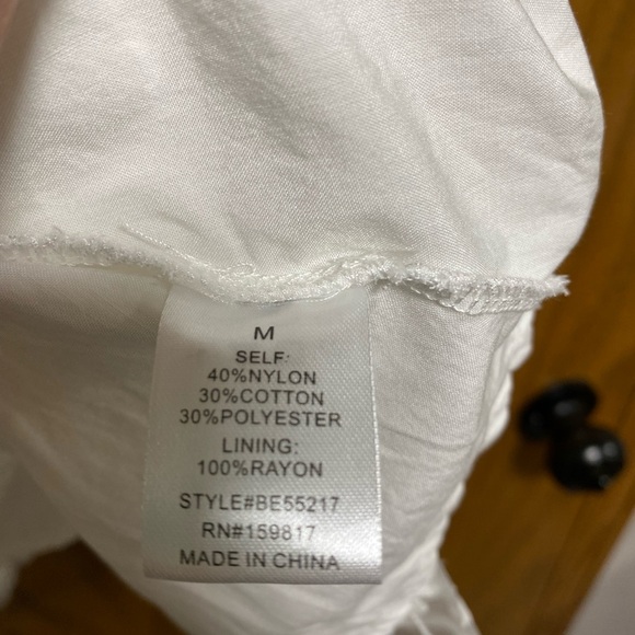 TULLABEE WHITE FLORAL DRESS W/MESH SLEEVES - M - Picture 4 of 8